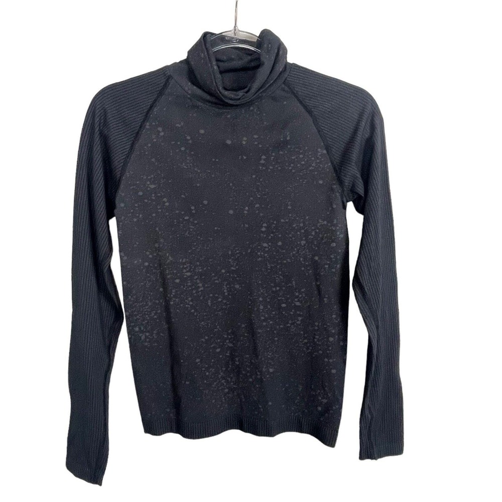 Varley XXS/XS Black Gray Ribbed Turtleneck Top Minimalist Athleisure